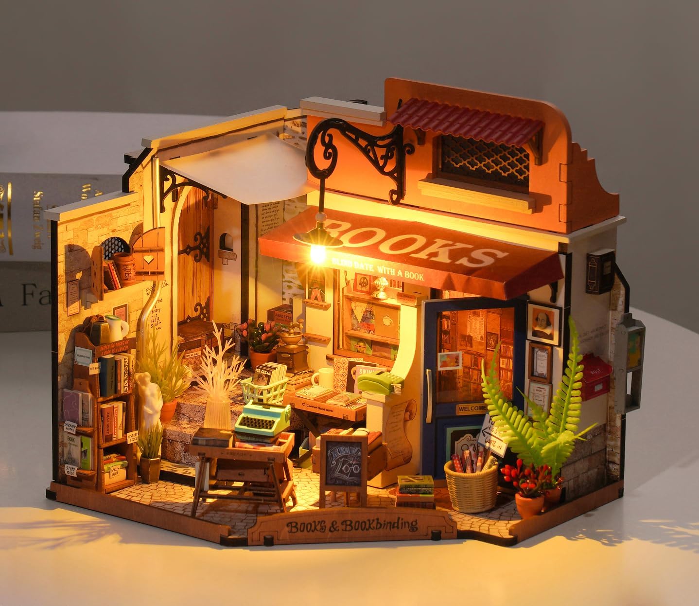 Corner Bookstore DIY Miniature House Kit