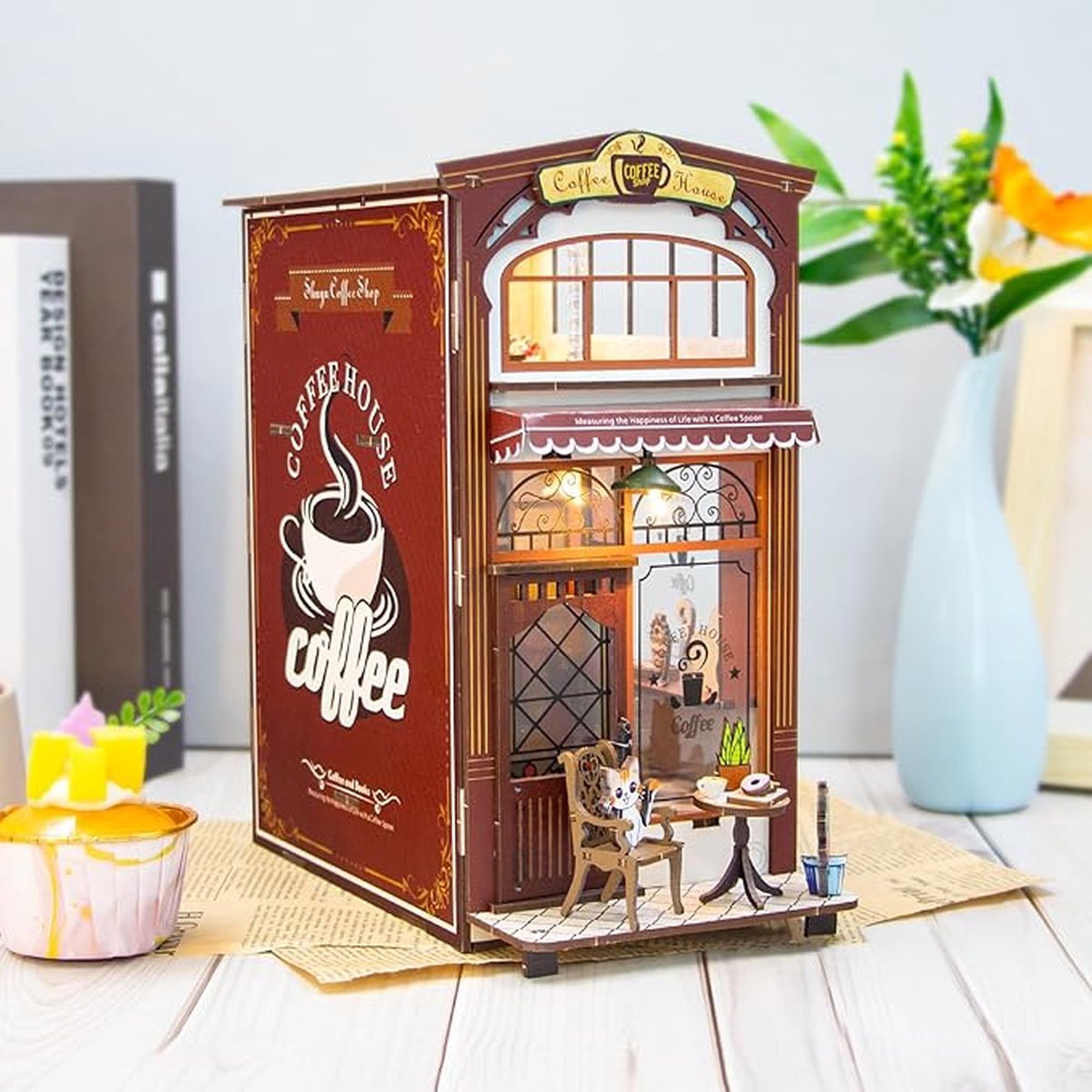 Coffee House Miniature Kit – Cozy Café Book Nook