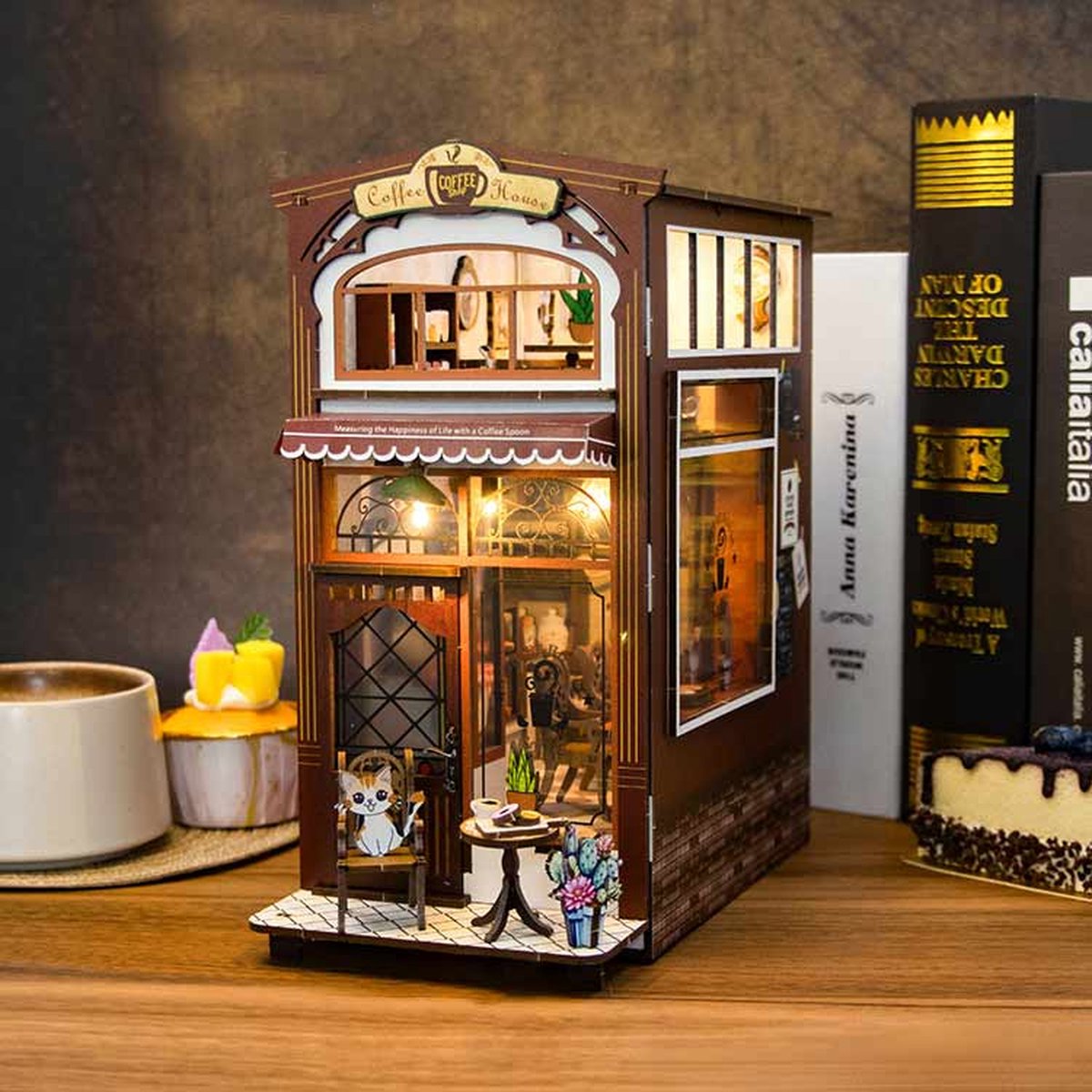 Coffee House Miniature Kit – Cozy Café Book Nook