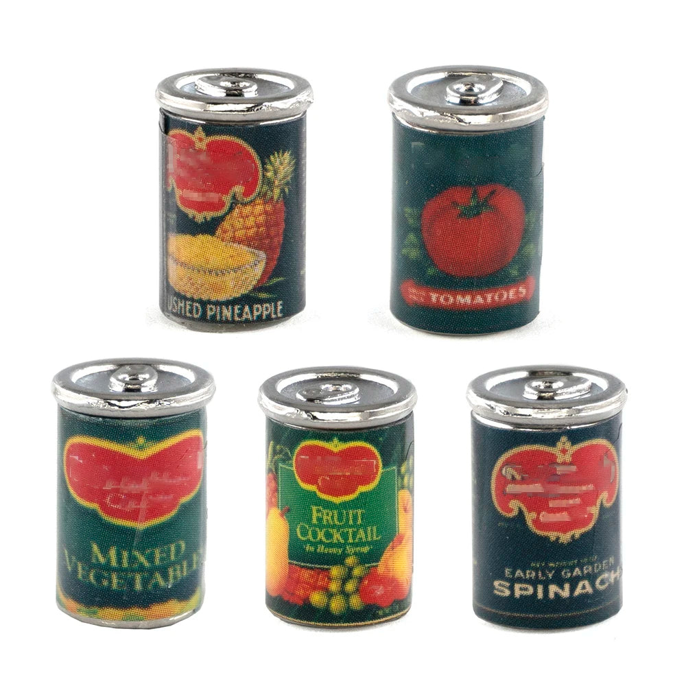 Metal Canned Fruit – Realistic Mini Food Model 5Pcs