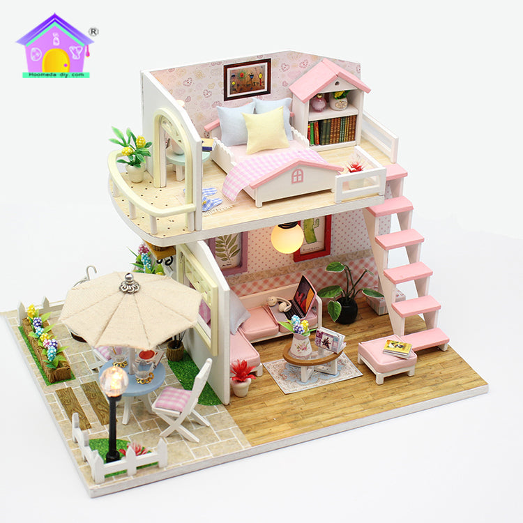 Pink Loft Wooden Doll House Diy