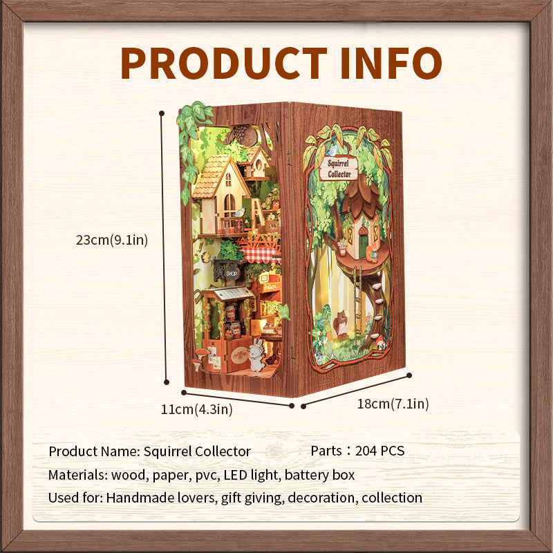 Squirrel Collector - Enchanting Woodland Themed Book Nook Kit