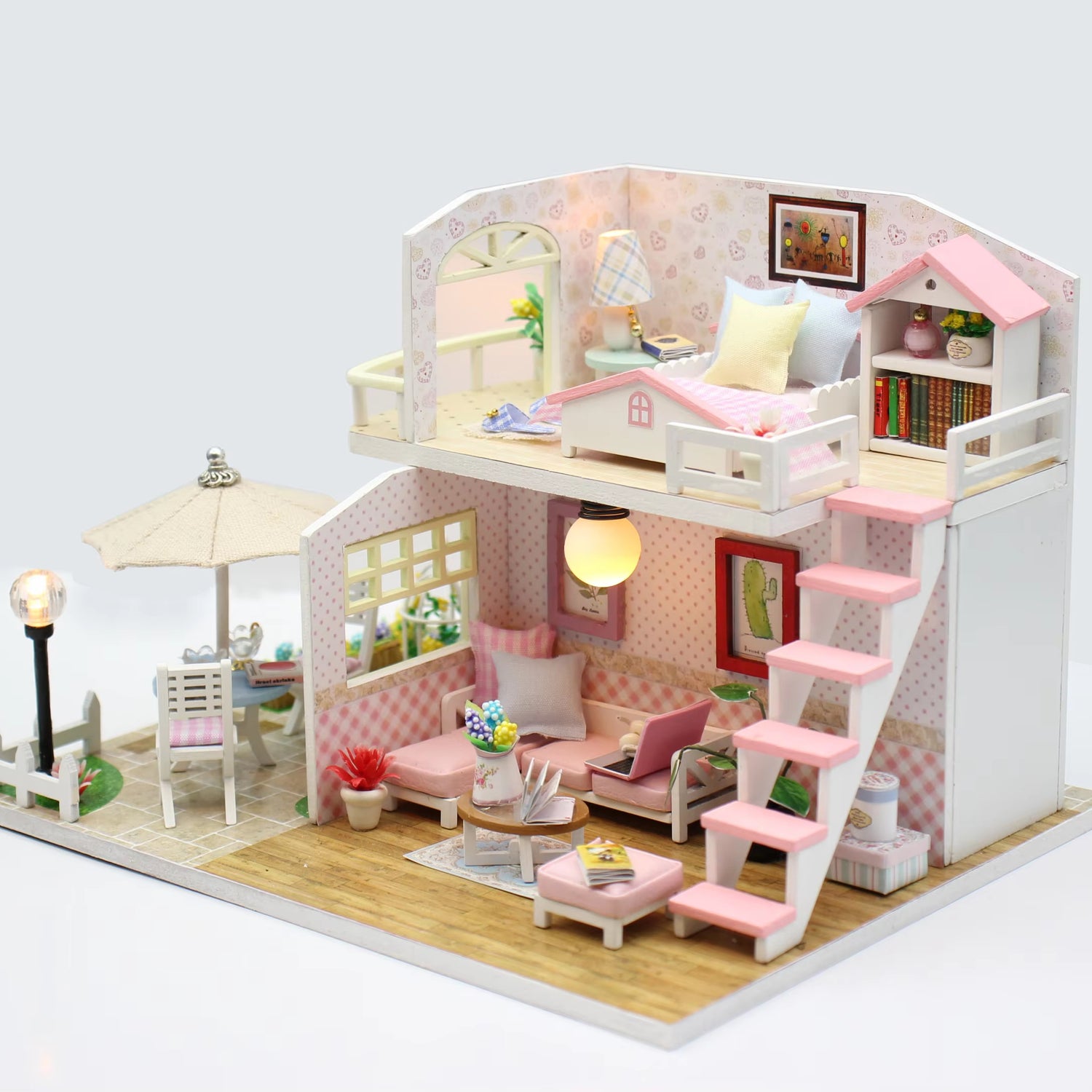 Pink Loft Wooden Doll House Diy