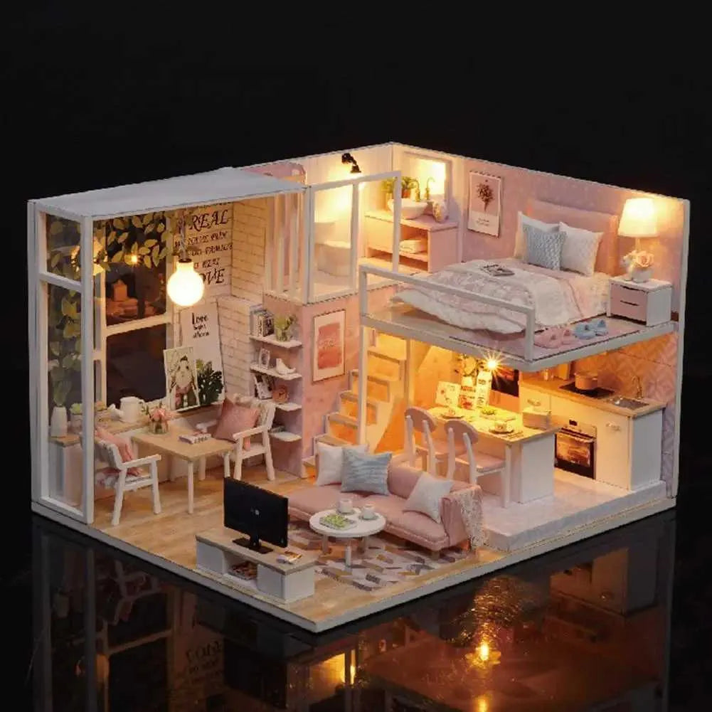 Victoria Elegant Pink Loft with LED Lights, Furniture & Modern Decor