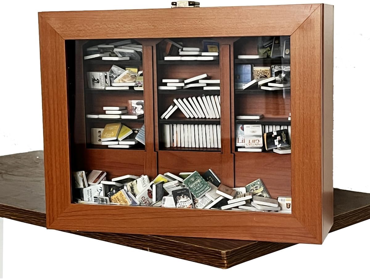 Wooden Bookshelf Shadow Box - Stress Relief Shake Away