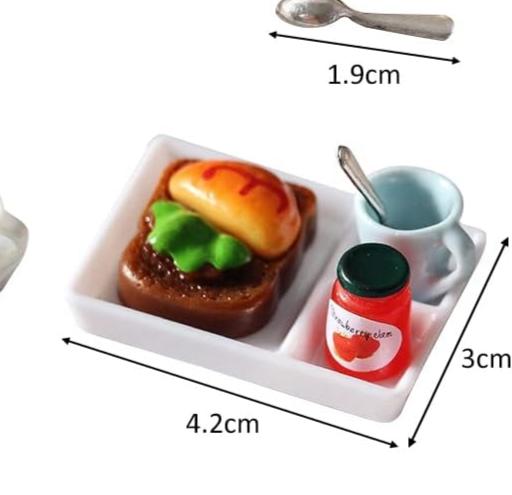 Realistic Miniature Breakfast Food Set