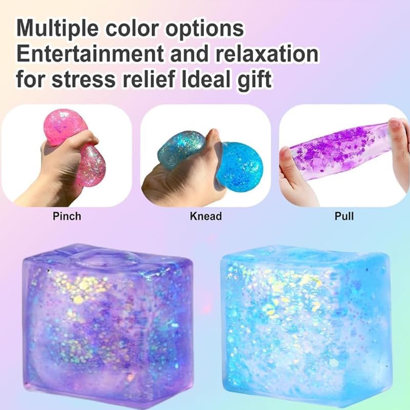 Glitter Jelly Stress Relief Cube – Sensory Fidget Toy