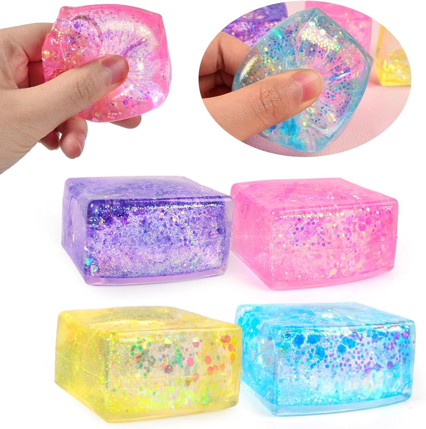 Glitter Jelly Stress Relief Cube – Sensory Fidget Toy