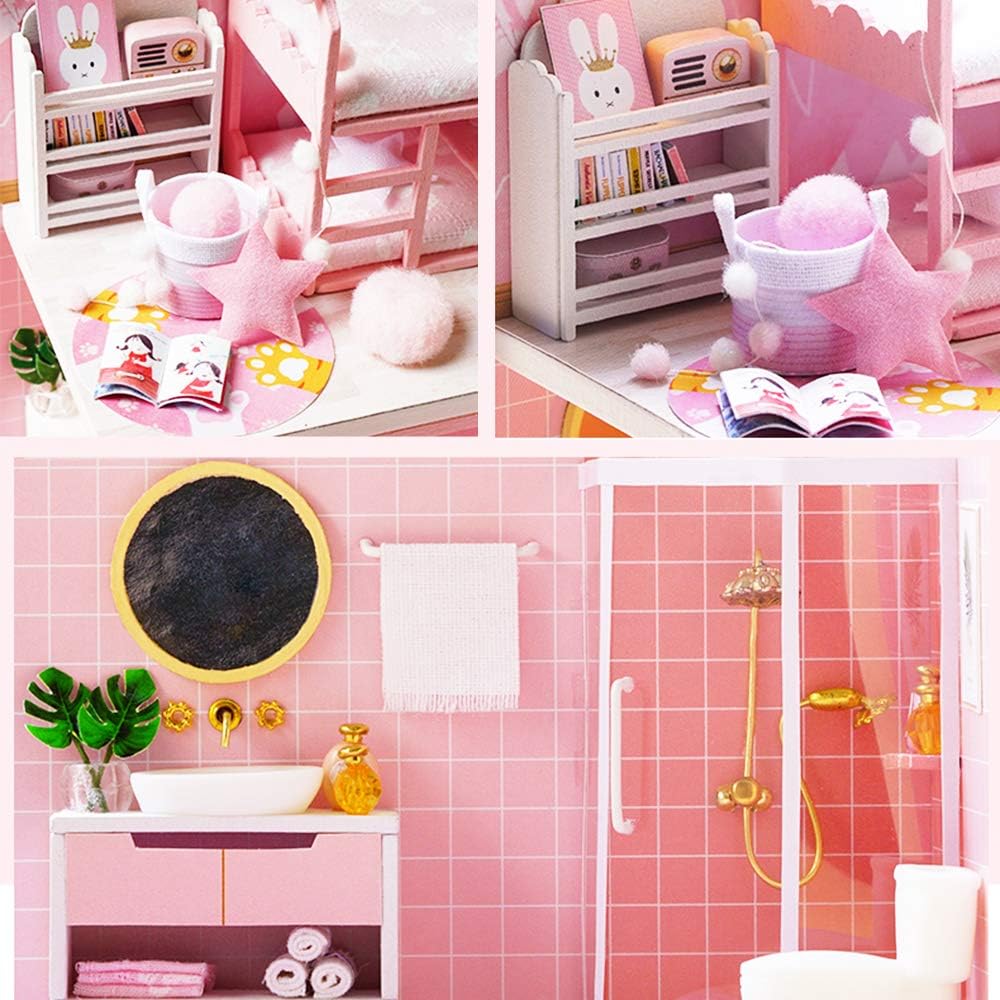 Blush Pink Paradise : Elegant Loft, Chic Kitchen & Dreamy Canopy Bed - 1:24 Scale