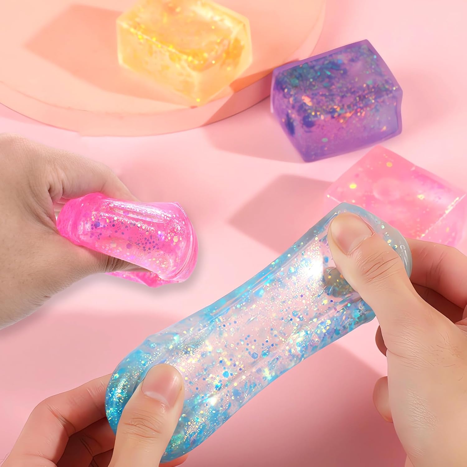 Glitter Jelly Stress Relief Cube – Sensory Fidget Toy