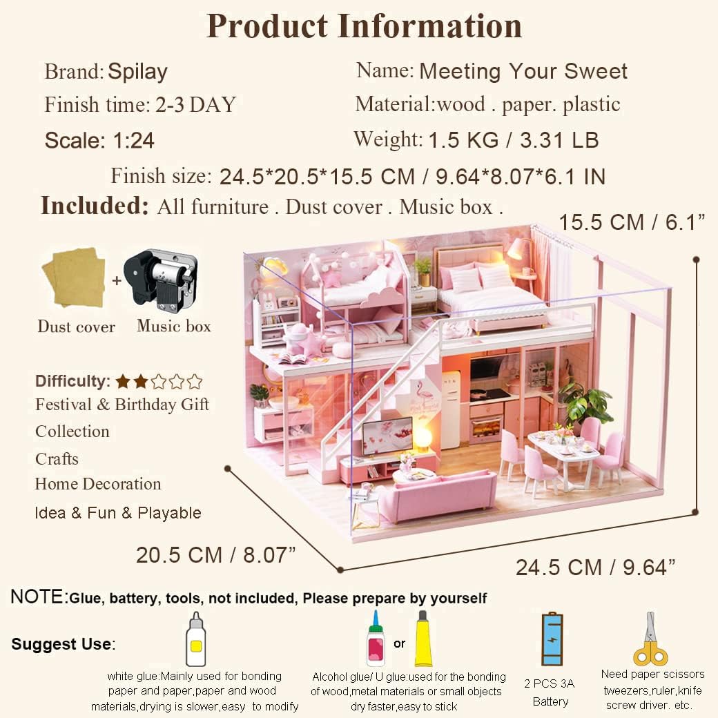 Blush Pink Paradise : Elegant Loft, Chic Kitchen & Dreamy Canopy Bed - 1:24 Scale