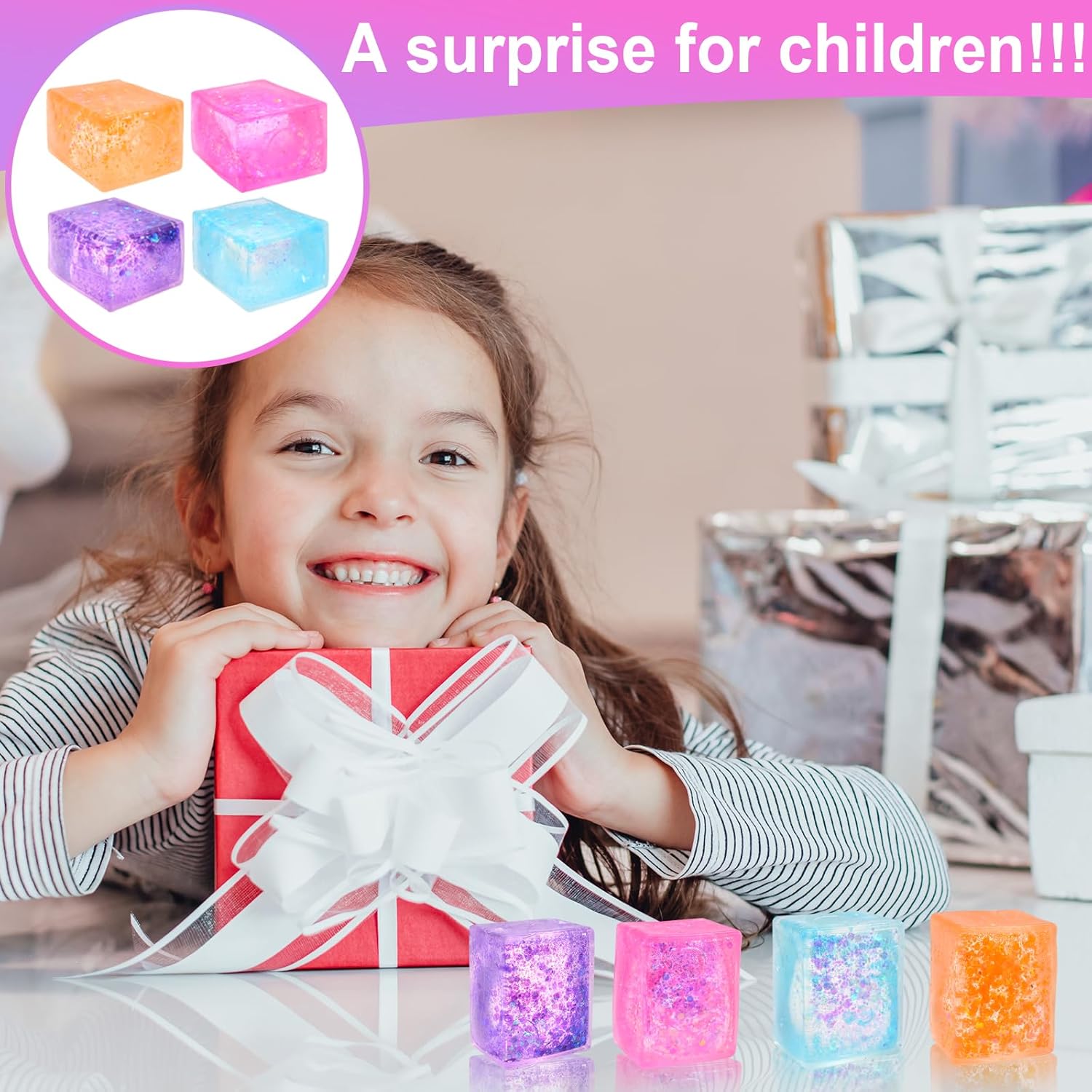 Glitter Jelly Stress Relief Cube – Sensory Fidget Toy