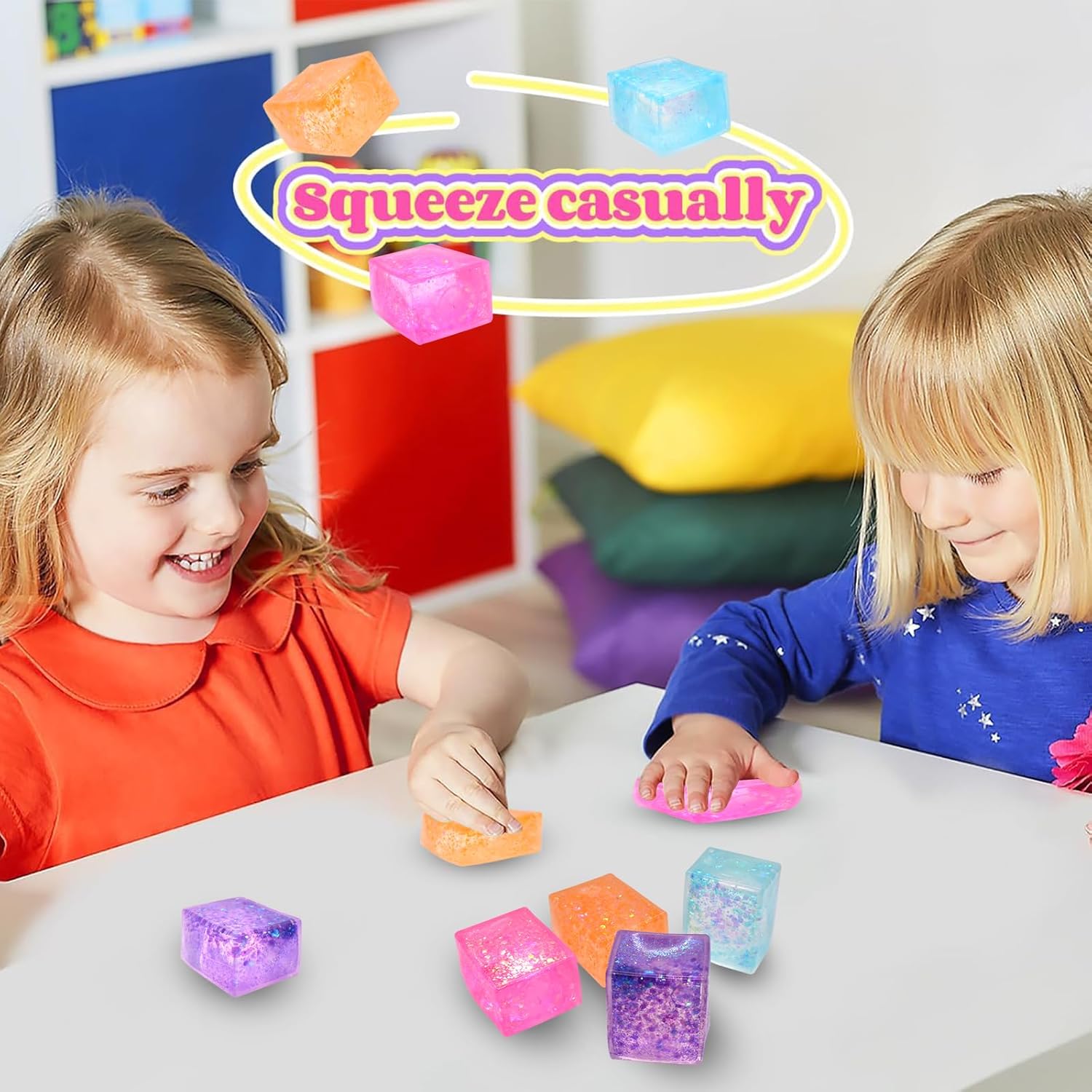 Glitter Jelly Stress Relief Cube – Sensory Fidget Toy