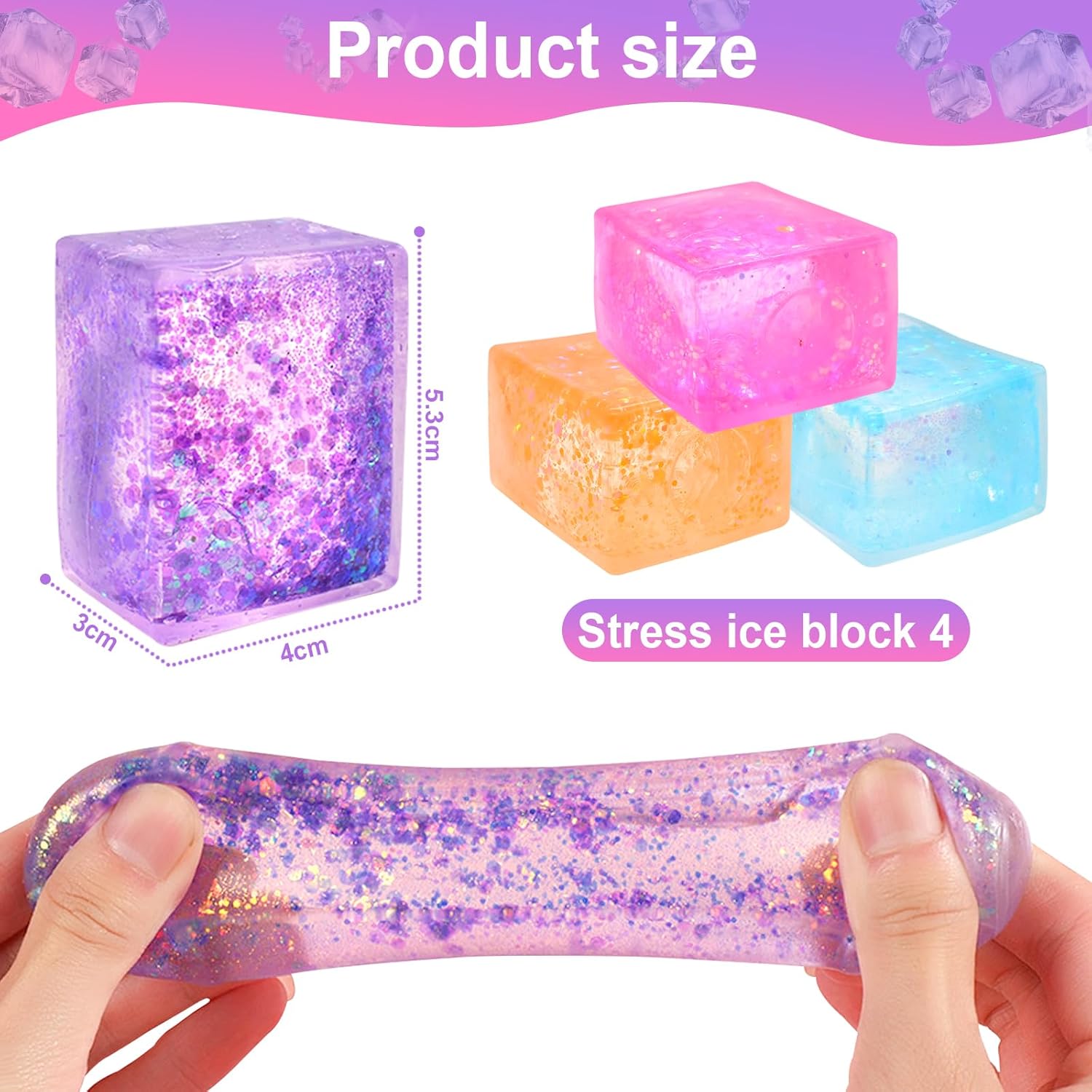 Glitter Jelly Stress Relief Cube – Sensory Fidget Toy