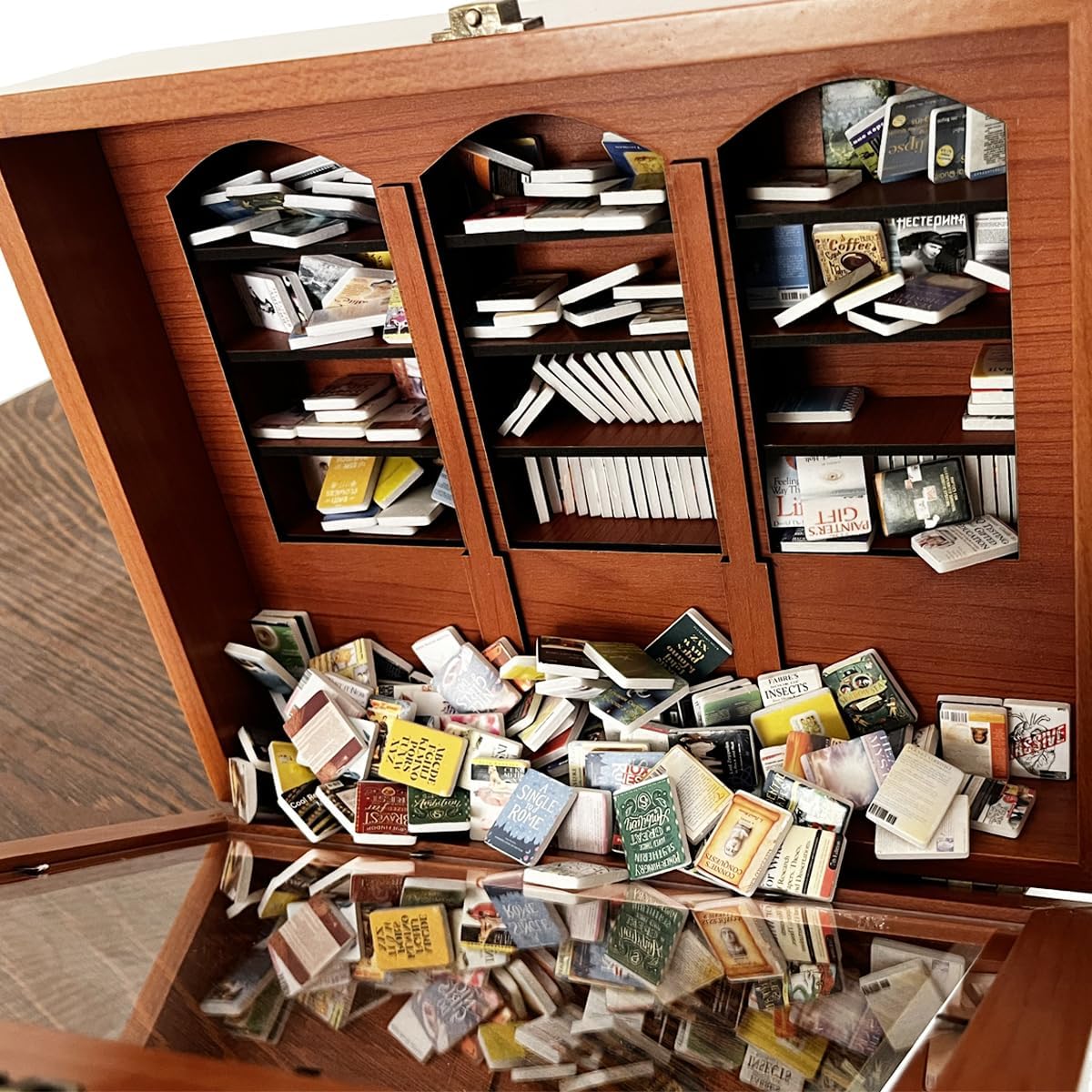 Wooden Bookshelf Shadow Box - Stress Relief Shake Away