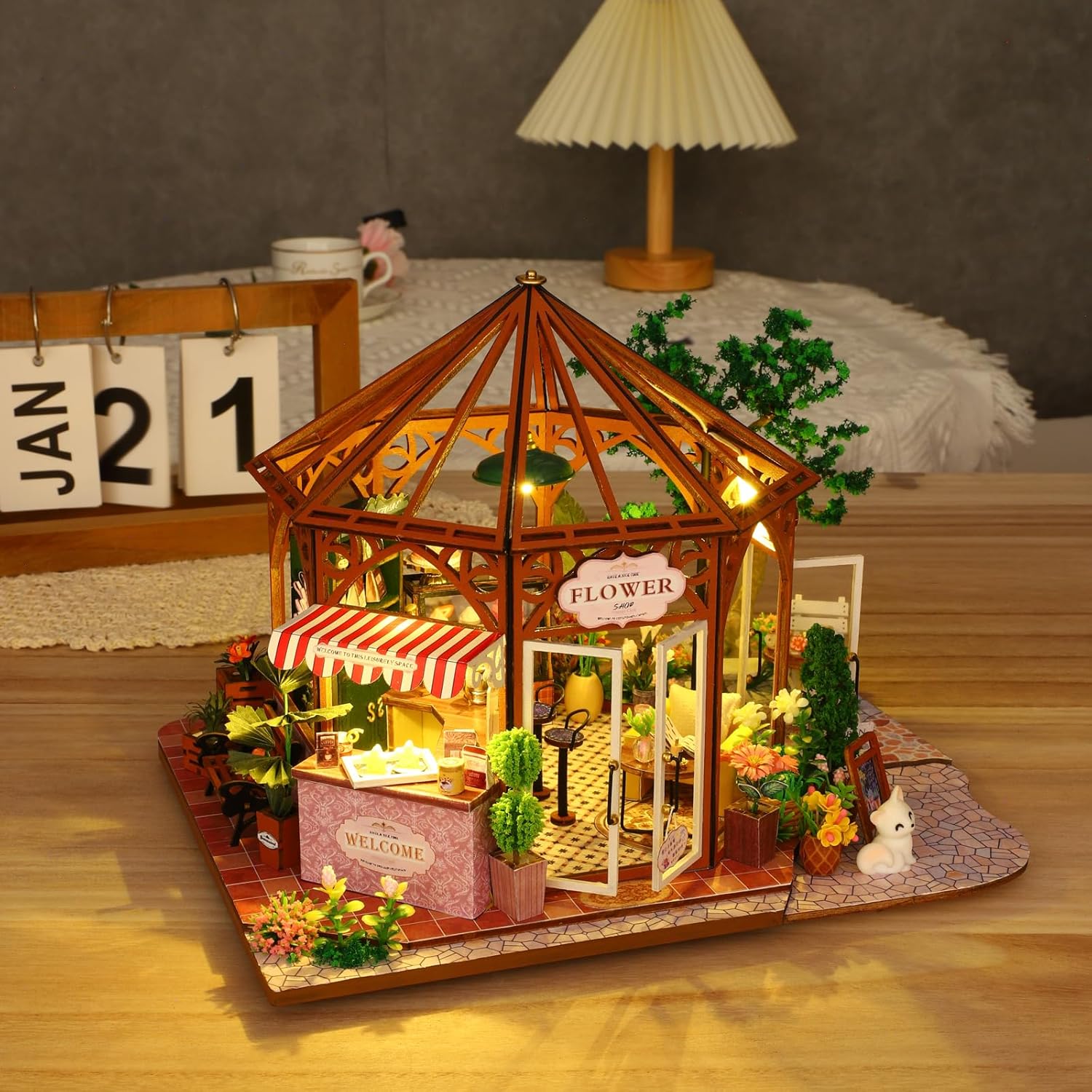 Flower House Coffee Shop DIY Miniature House Kit