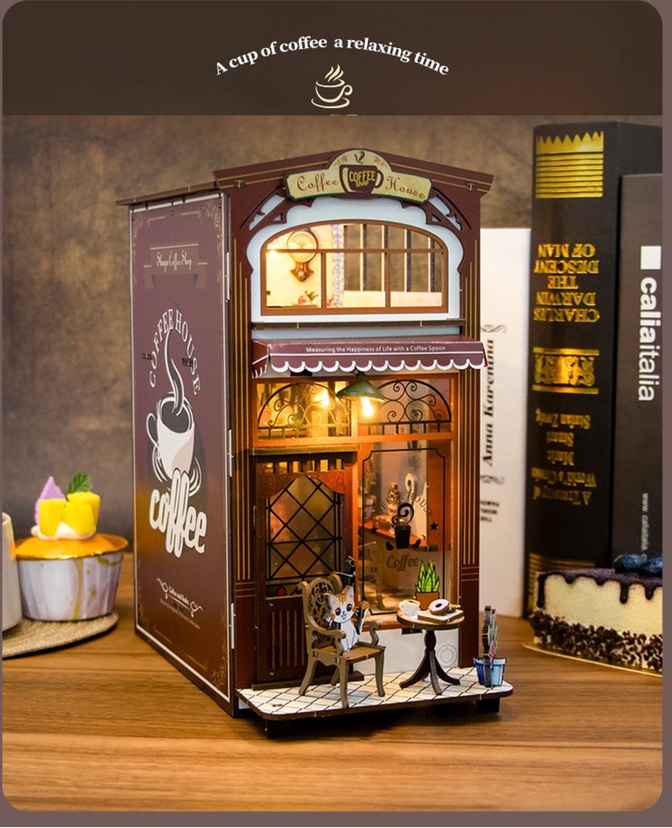 Coffee House Miniature Kit – Cozy Café Book Nook