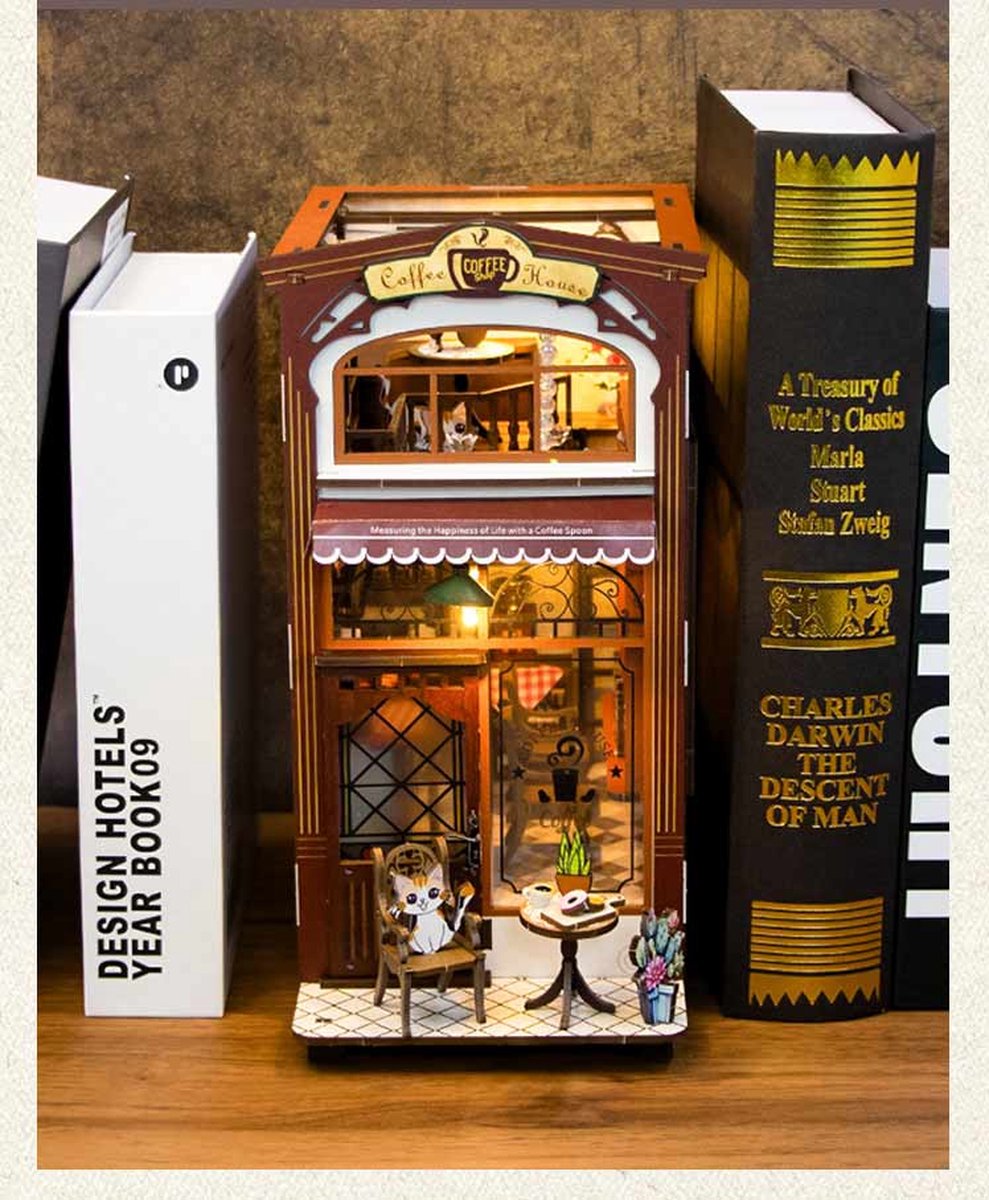 Coffee House Miniature Kit – Cozy Café Book Nook