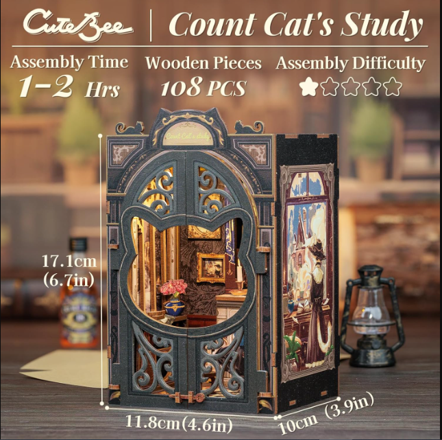 Count Cat's Study DIY Book Nook Kit