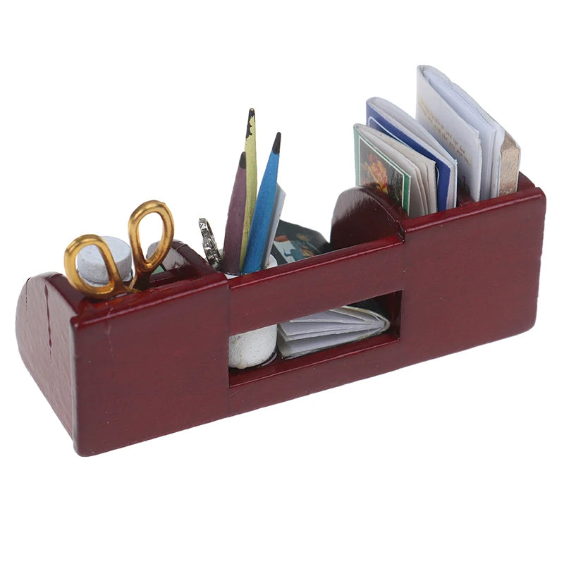 Wooden Desk Organizer - – Dollhouse Study Room Accessory