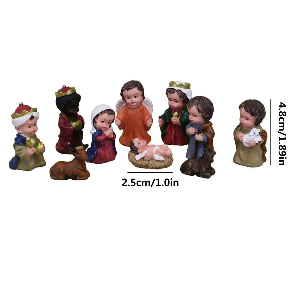 Christmas Nativity Scene Figurine Set - 10 Pcs