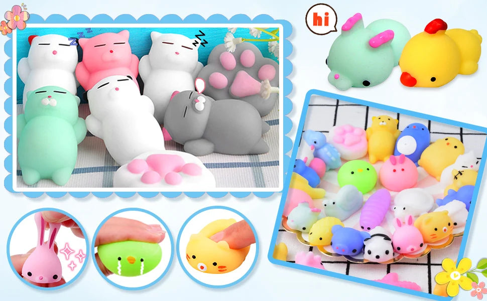 Kawaii Mochi 10 -Squishy Animal Toys 🐼🐰🐣