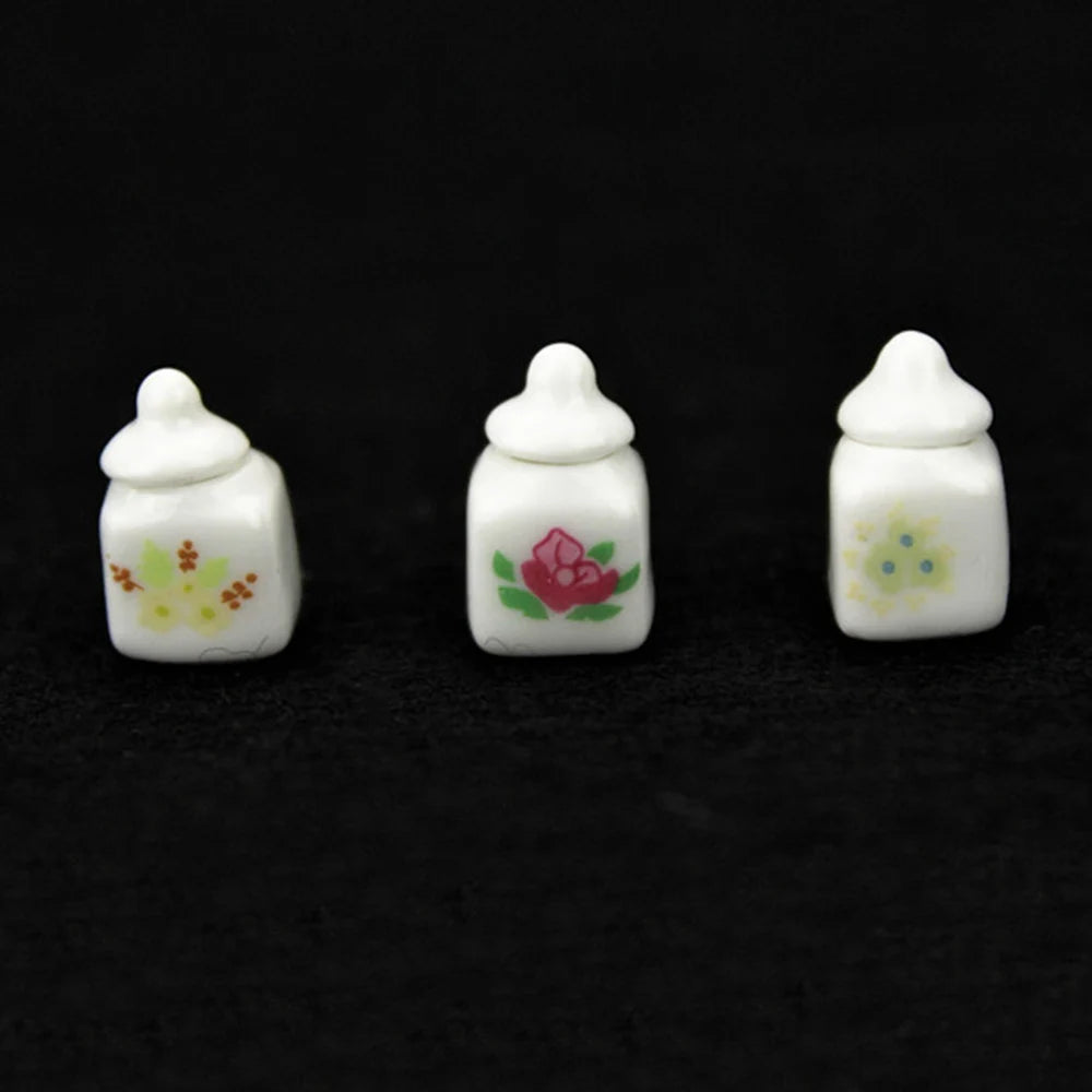 1:12 Scale Miniature Ceramic Seasoning Jar Set – Dollhouse Accessory