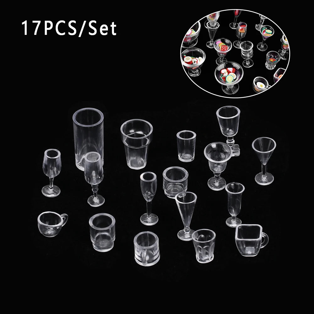 Dollhouse Transparent  Glassware Set– 17-Piece Set