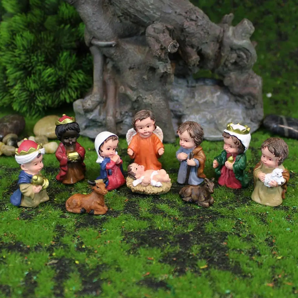 Christmas Nativity Scene Figurine Set - 10 Pcs