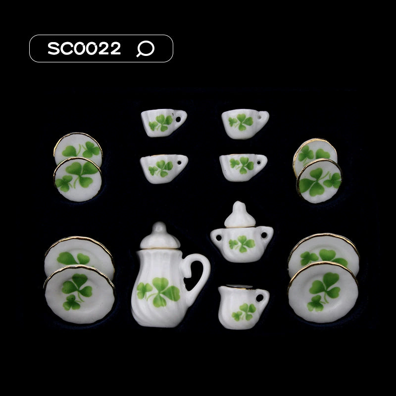 1:12 Scale Miniature Ceramic Tea Set – Dollhouse Accessory