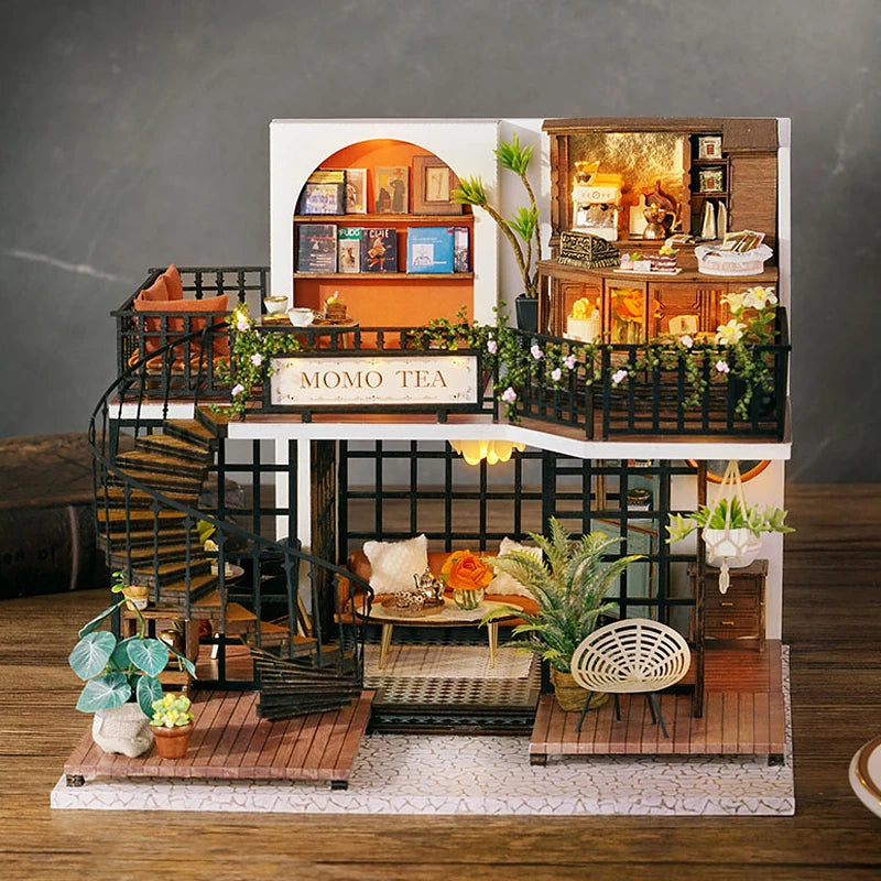 Handmade 3D Wooden Forest Tea Shop