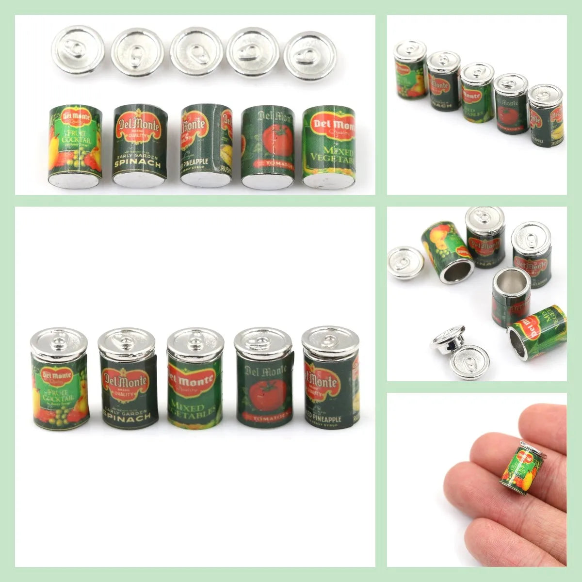 Metal Canned Fruit – Realistic Mini Food Model 5Pcs