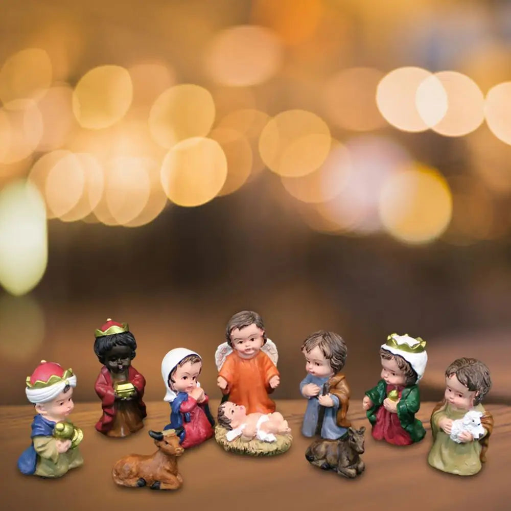 Christmas Nativity Scene Figurine Set - 10 Pcs