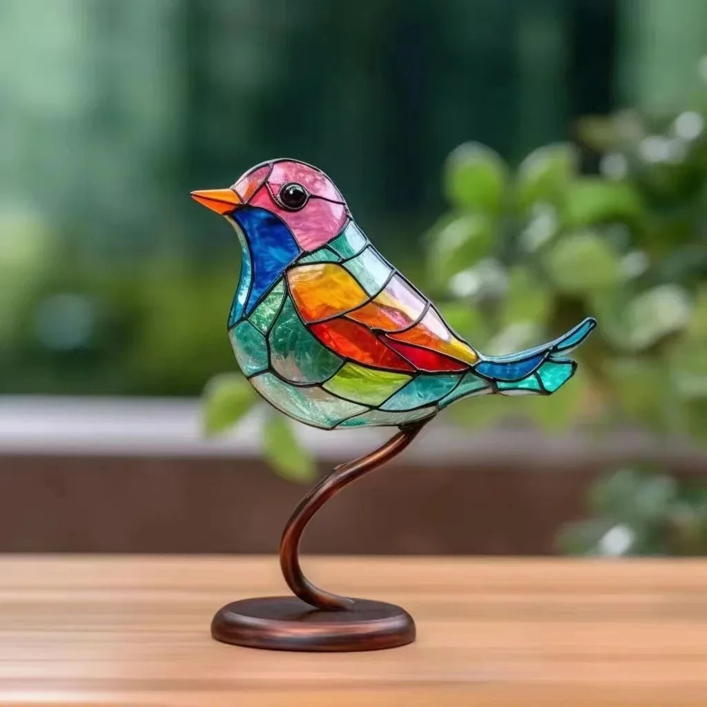 Stained Glass Bird Ornament – Handcrafted Home Décor