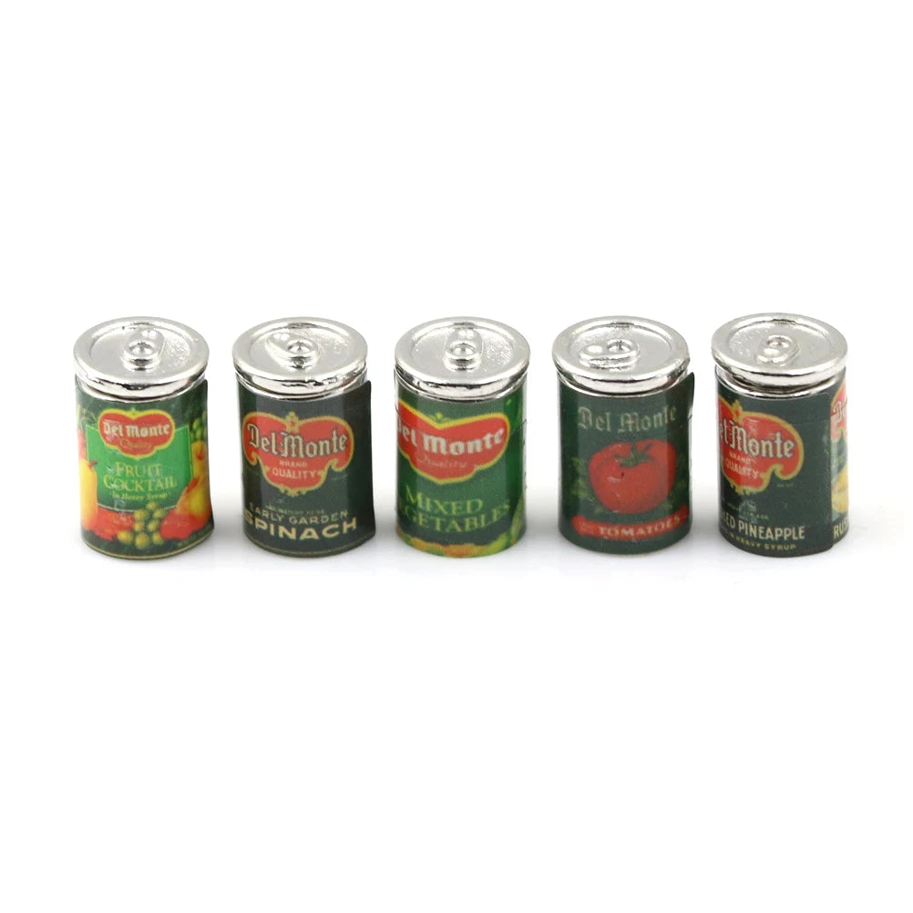 Metal Canned Fruit – Realistic Mini Food Model 5Pcs