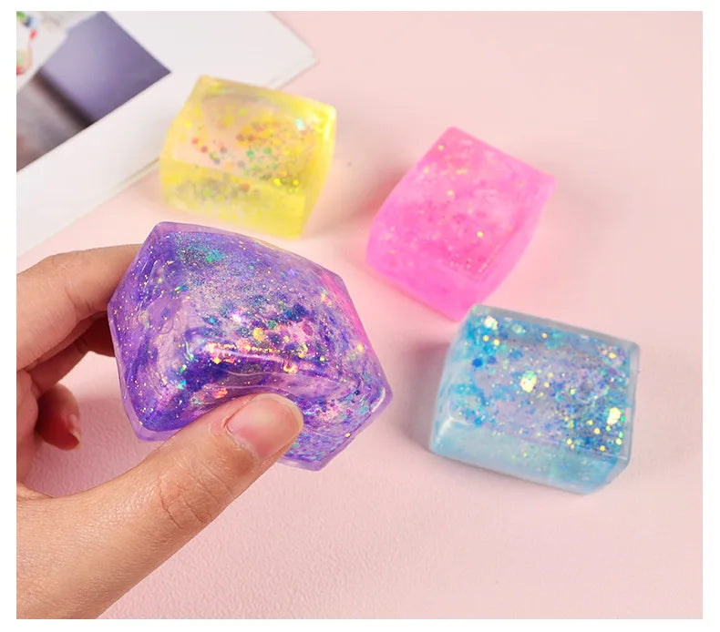 Glitter Jelly Stress Relief Cube – Sensory Fidget Toy