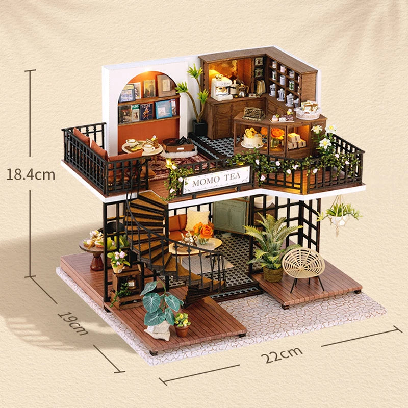 Handmade 3D Wooden Forest Tea Shop