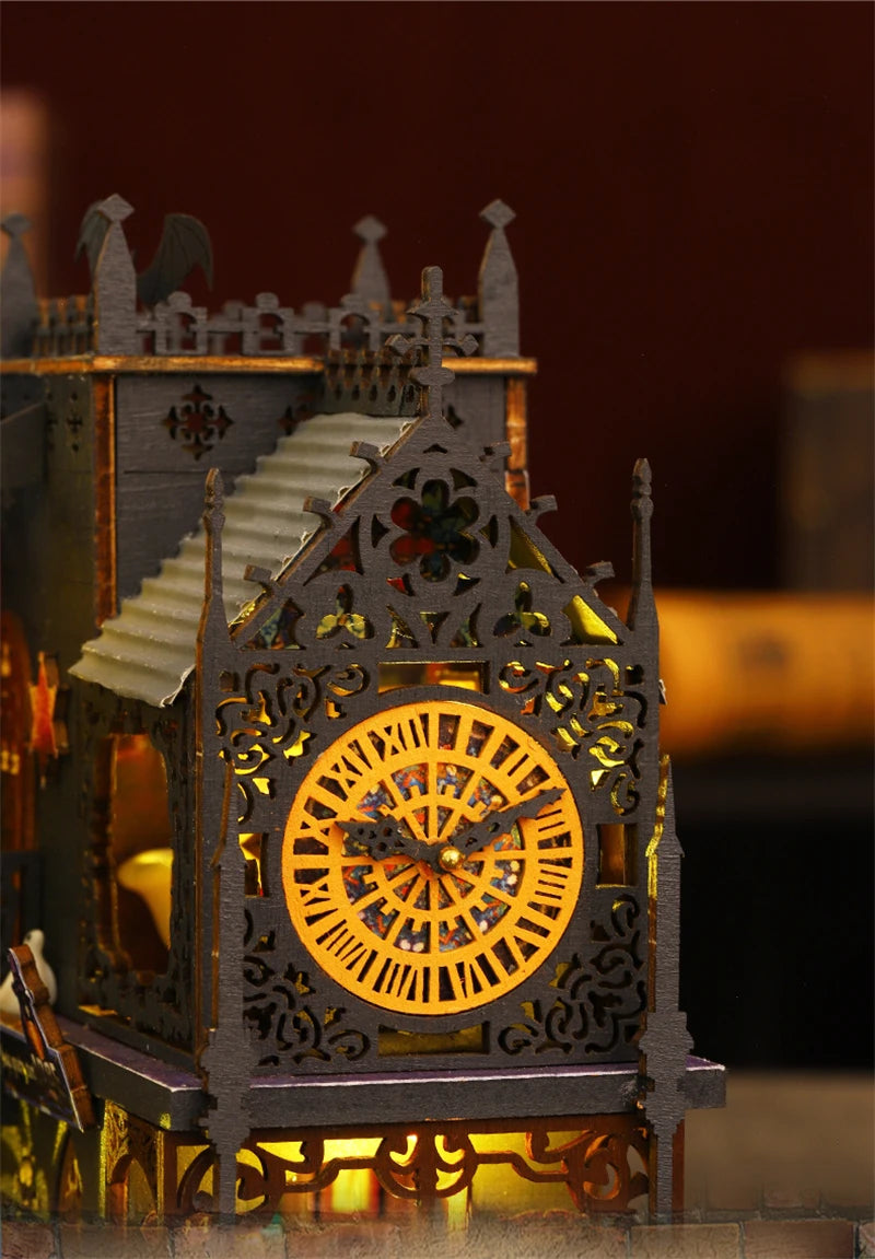 DIY Wooden Holo Magic City House with Clock Tower