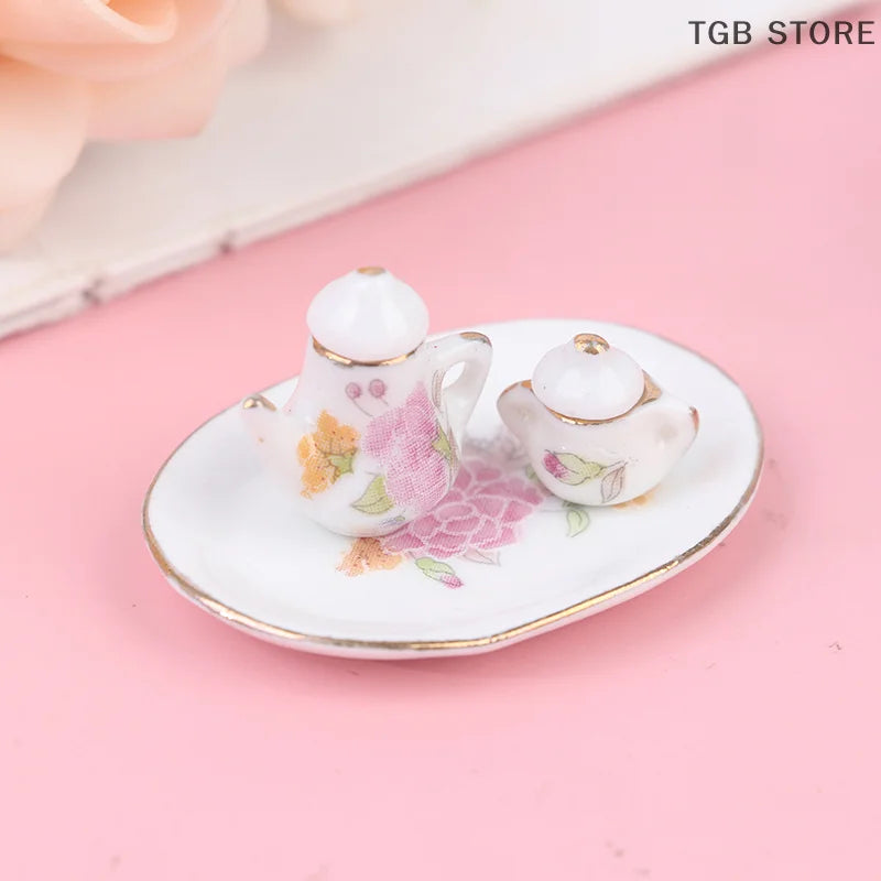 Pink Flower Patten Porcelain Coffee Tea Cups Ceram - 8Pcs