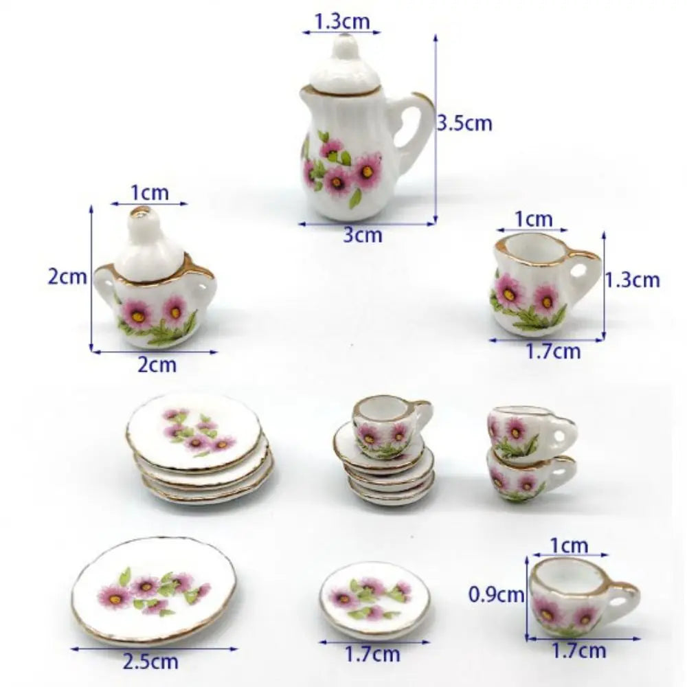 Mini Dollhouse Ceramic Tea Set –  1:12 Scale Dollhouses