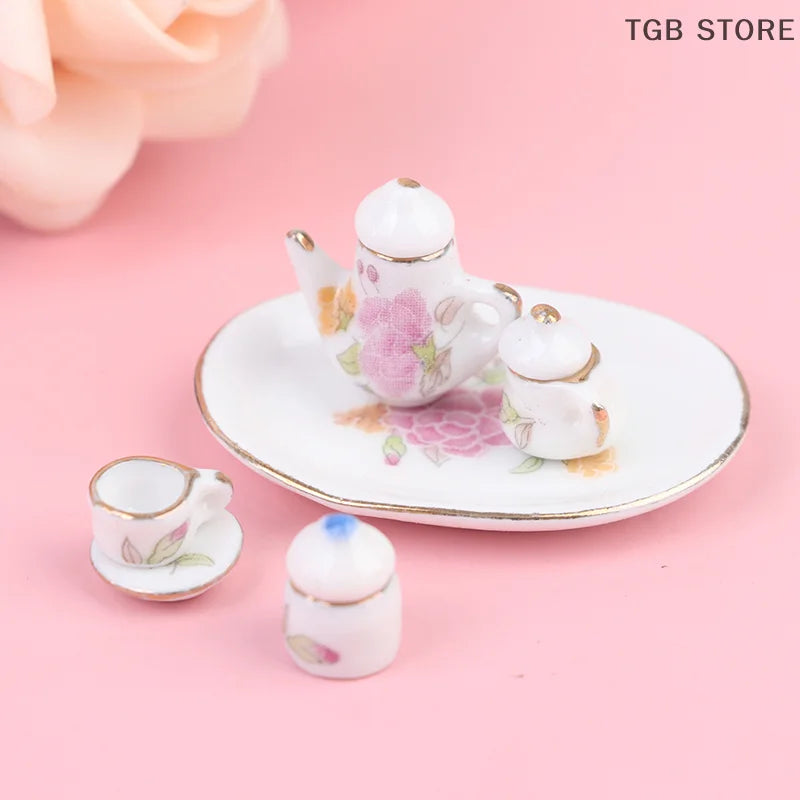 Pink Flower Patten Porcelain Coffee Tea Cups Ceram - 8Pcs