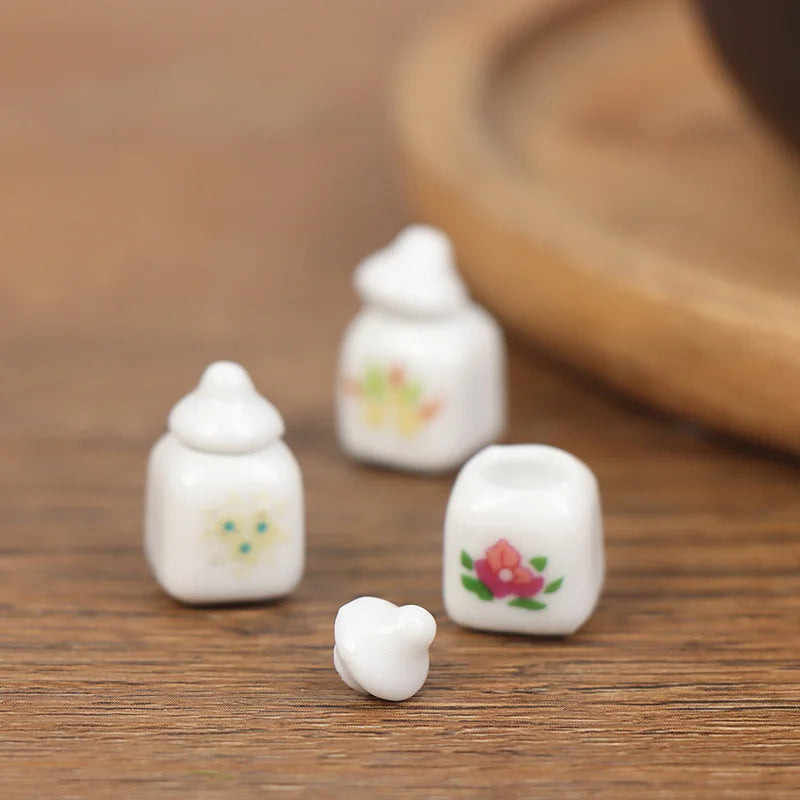 3pcs 1:12 Dollhouse Mini Ceramic Food Cans – Porcelain Kitchen Decoration