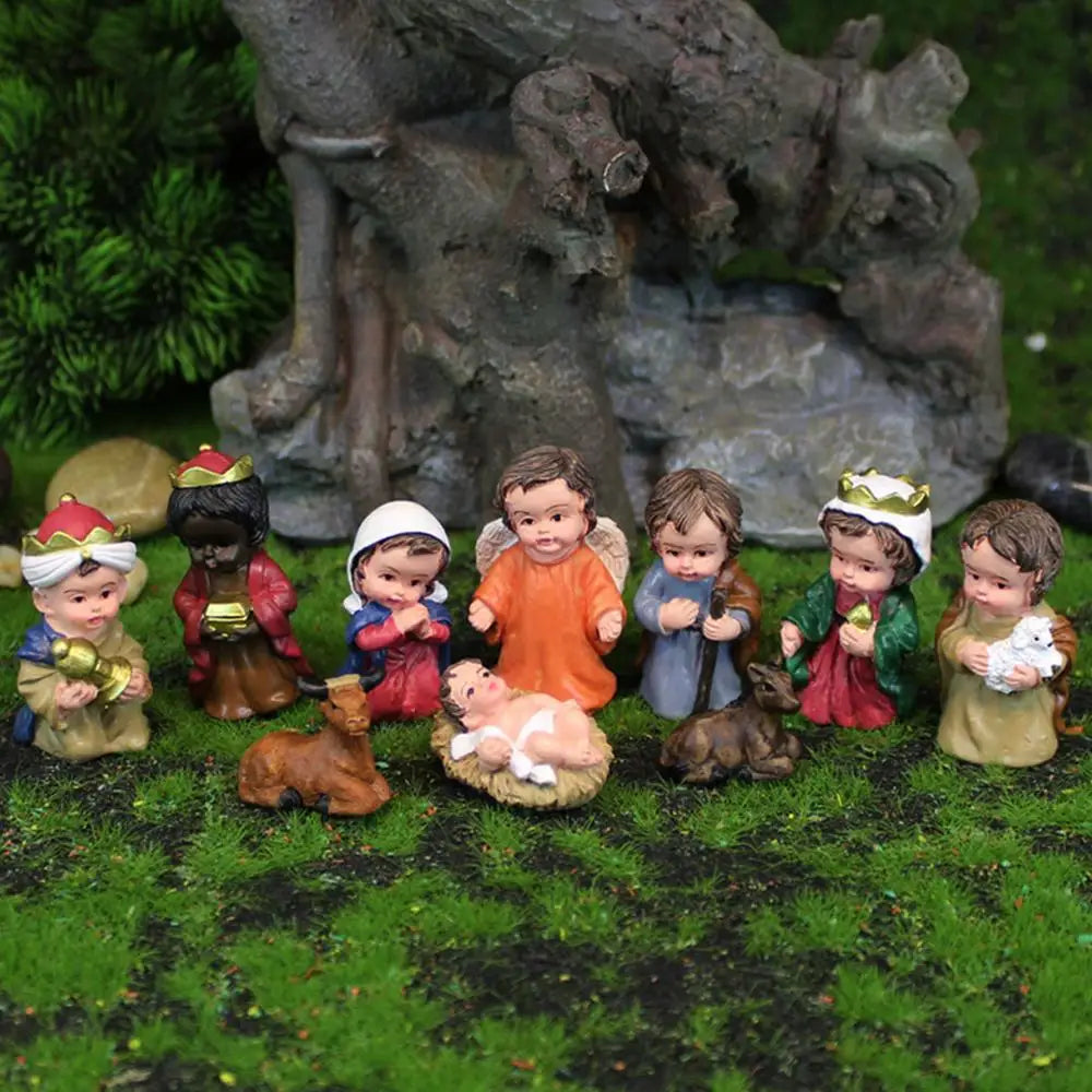 Christmas Nativity Scene Figurine Set - 10 Pcs