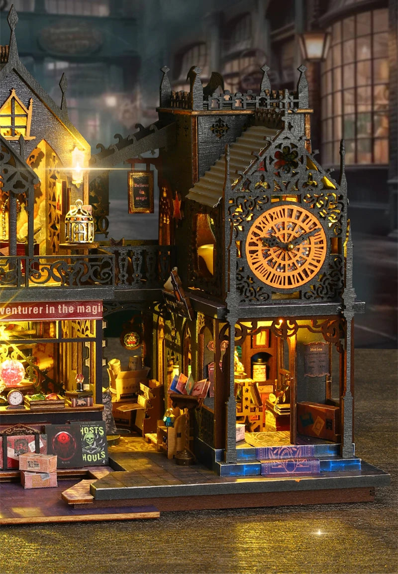 DIY Wooden Holo Magic City House with Clock Tower