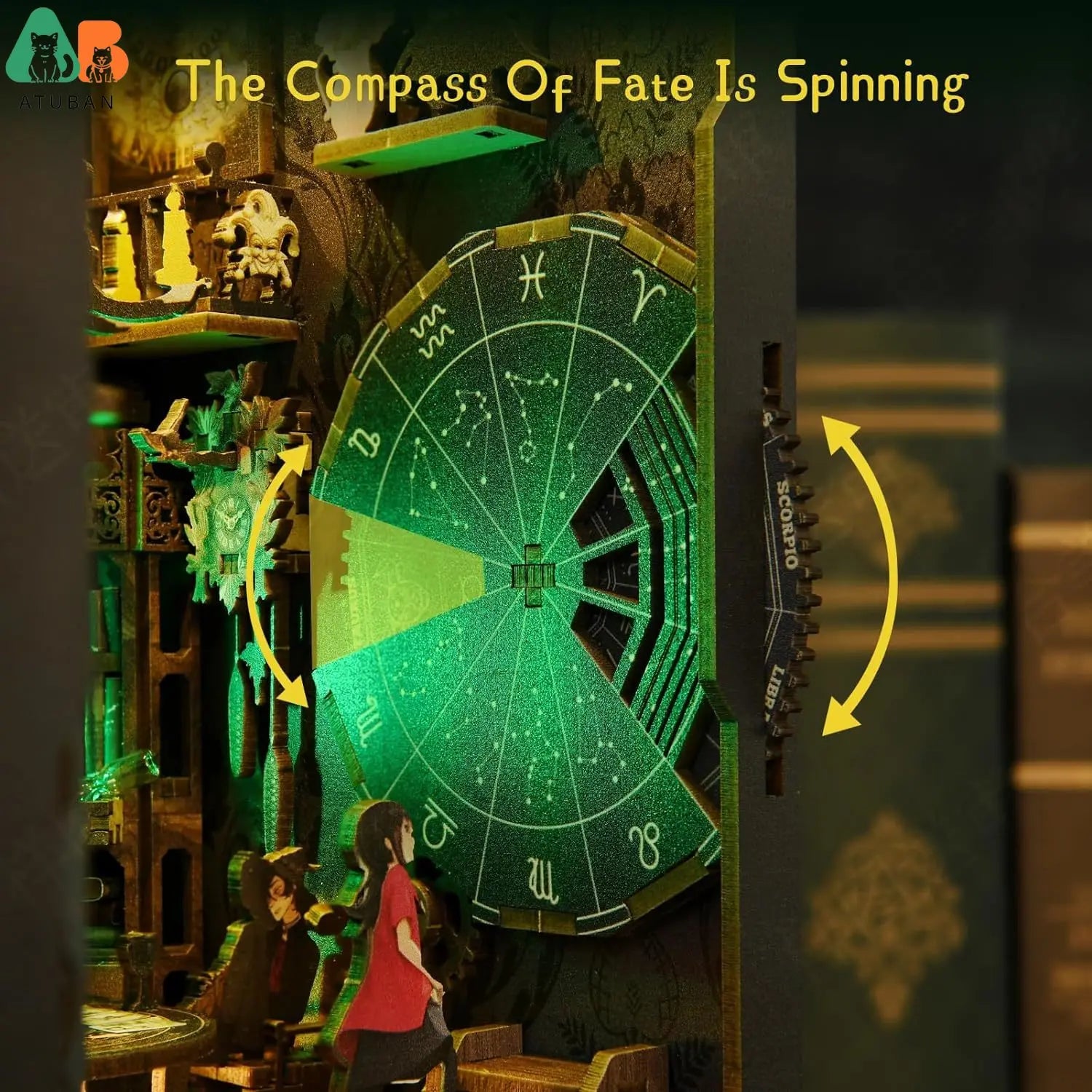 Compass of Fate: Enchanted Tarot Card Book Nook with Mystical Glow Book Nook