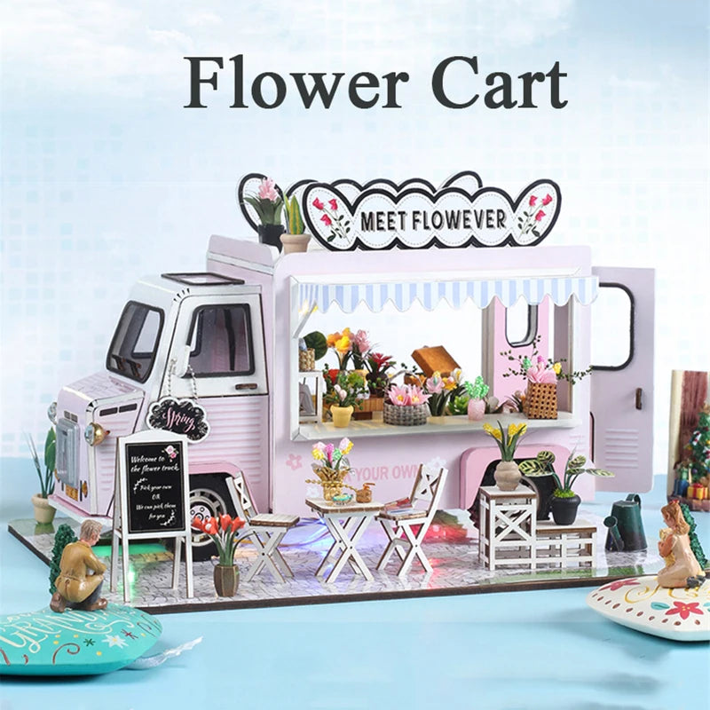 Flower Cart Casa Doll Houses 3D Puzzle Model Kit