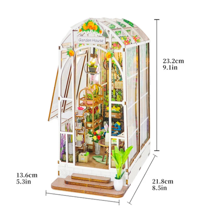 Garden House Book Nook with LED and Flowers and Accessories