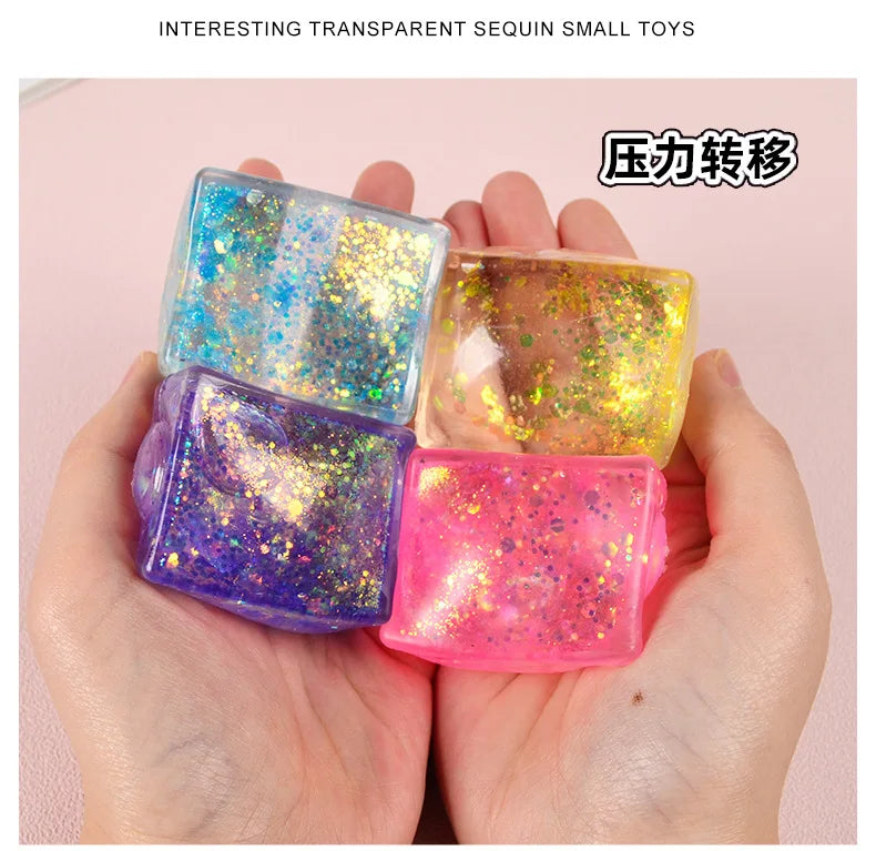 Glitter Jelly Stress Relief Cube – Sensory Fidget Toy