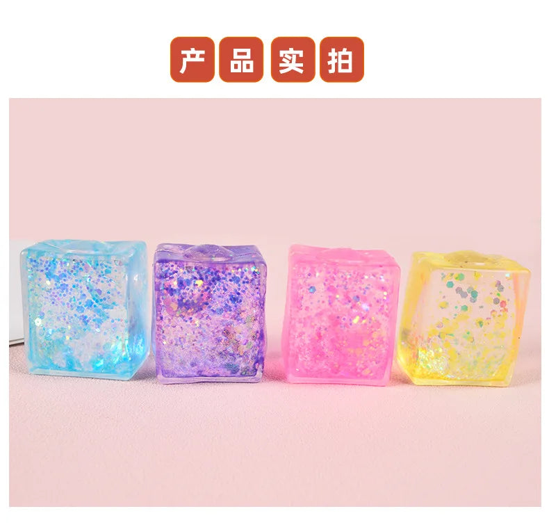 Glitter Jelly Stress Relief Cube – Sensory Fidget Toy