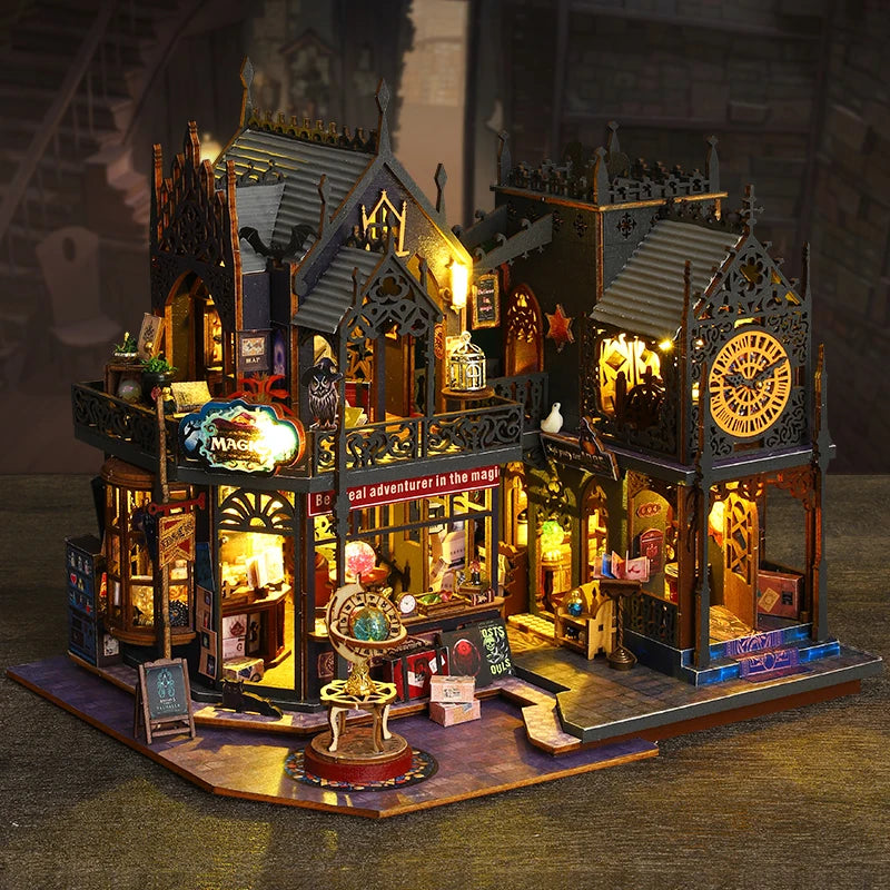 DIY Wooden Holo Magic City House with Clock Tower